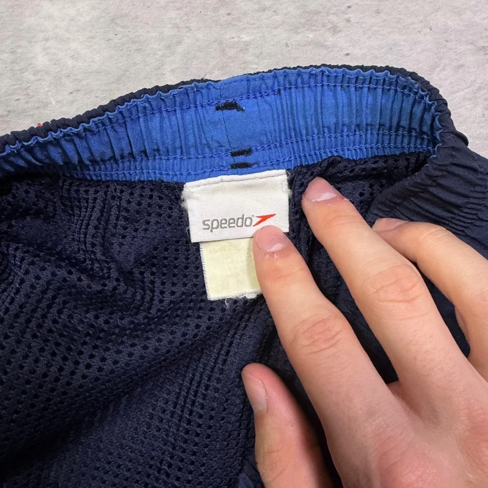 Speedo Mens Navy Blue Swim Trunks Mesh Lined Pockets Drawstring Shorts XL